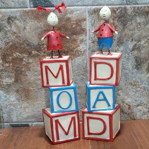 Floral My MOM My DAD Building Block Figures Nursery Decor